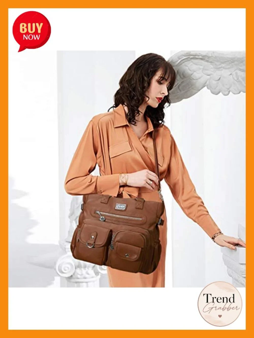 Large Vegan Leather Hobo Tote Bag with Detachable Strap
